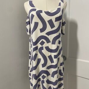 Fighting Eel Stylish Off-Shoulder Dress in White and Blue S